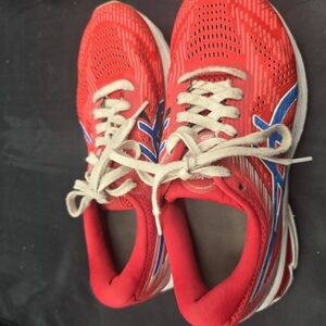 Asics Red and Blue Athletic Shoes Mesh Upper